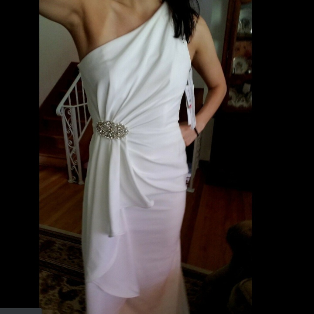 Davids bridal dress-1 Shoulder, Open Back